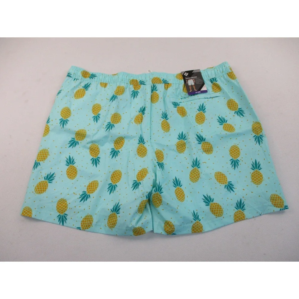 Member's Mark Swim Trunks Men XXL Mint Mist Pineapple Print Resort 4-Way Stretch